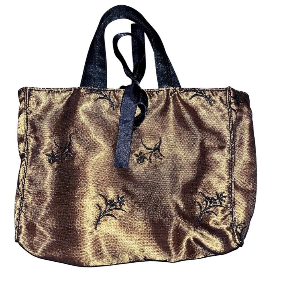Y2K Victorias Secret Satin Embroidered Small Bag Purse Brown Whimsigoth Witchy